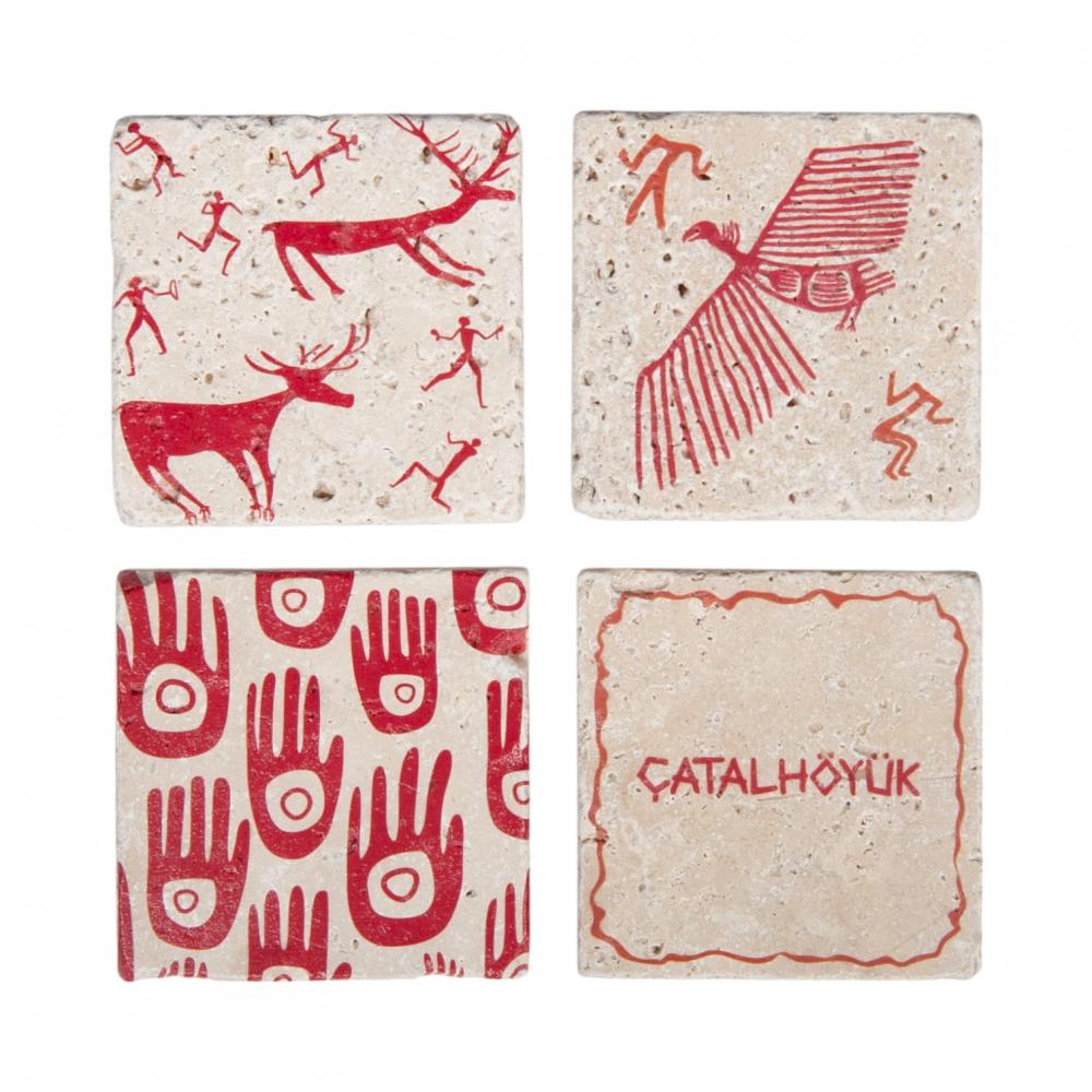 Çatalhöyük Koleksiyonu Traverten Bardak Altlığı